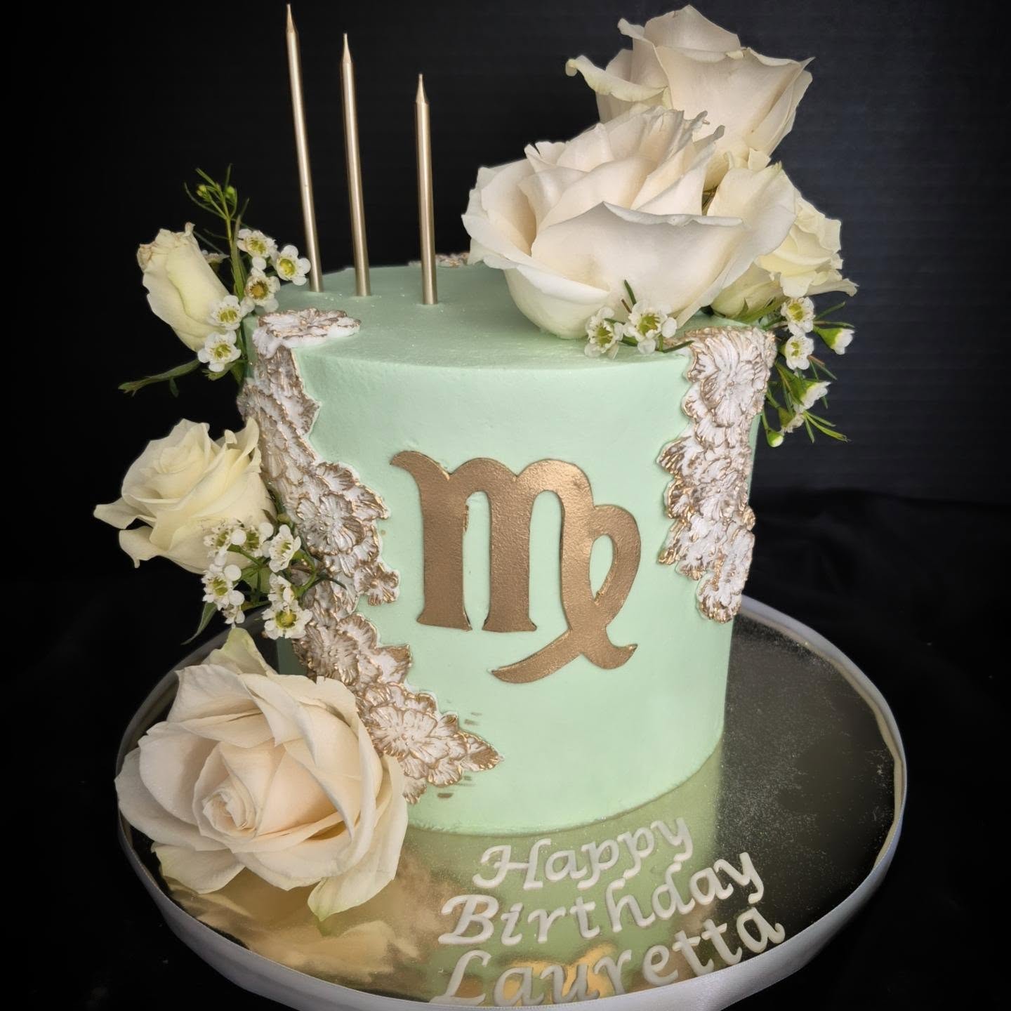 White cake with elegant decoration